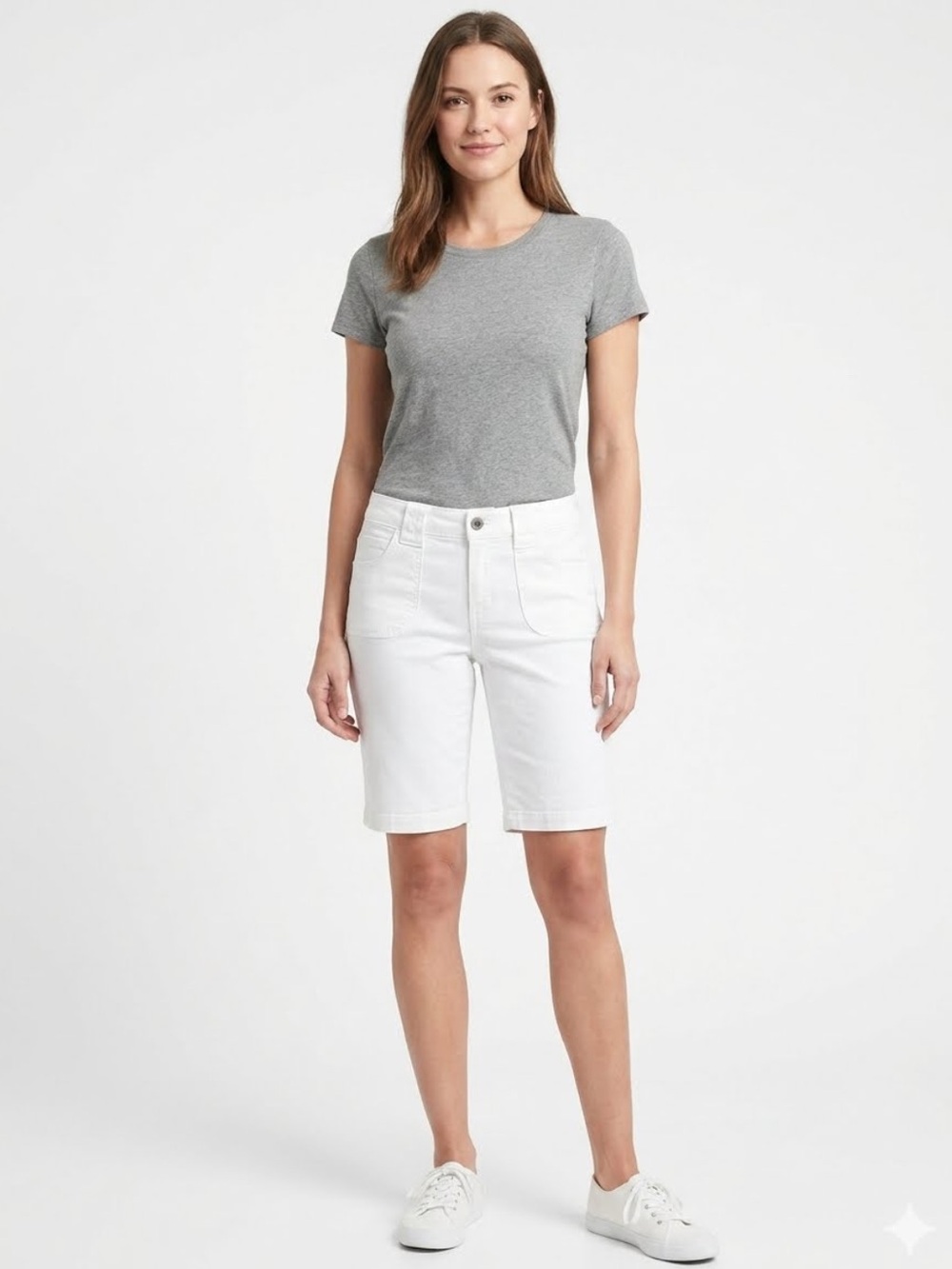 White Low Rise Jorts - Picture 2 of 12